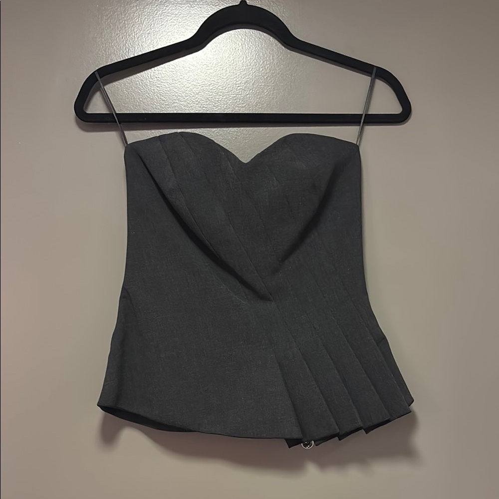 Trina Turk Dark Grey Strapless Top